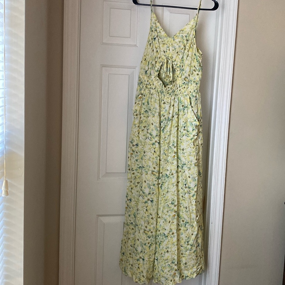 American Eagle floral wide leg jumpsuit with small cutout